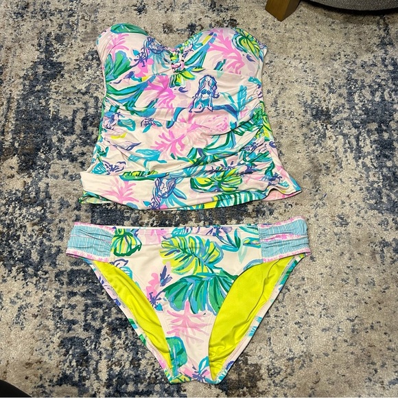 Lilly Pulitzer Lulo Tankini Top & Bottom Mermaid in the Shade Swimsuit Size 6/8 - Picture 2 of 16
